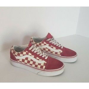 Red Checkered Lace-Up Unisex Vans Men size 4  Womens Size 5.5